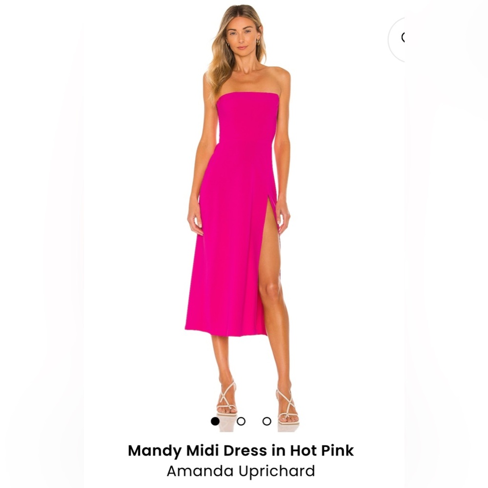 Amanda Uprichard Pink Strapless Slit Midi Dress